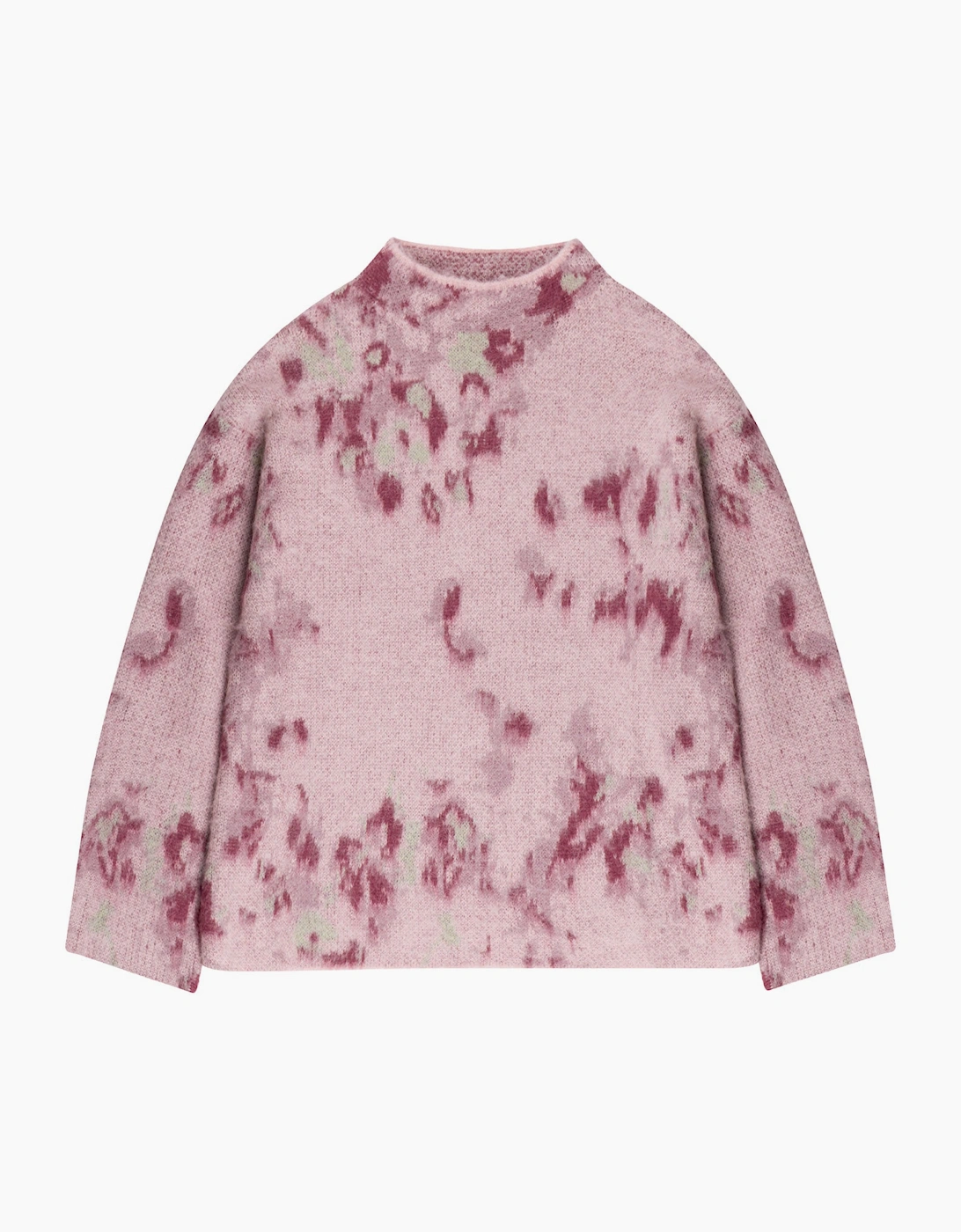 Abstract Floral Jacquard Knit Jumper with Wool and Alpaca