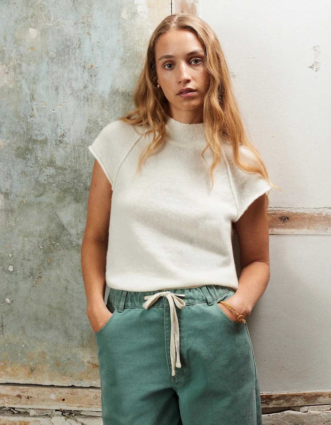 Turtleneck Knit Top with Wool and Alpaca
