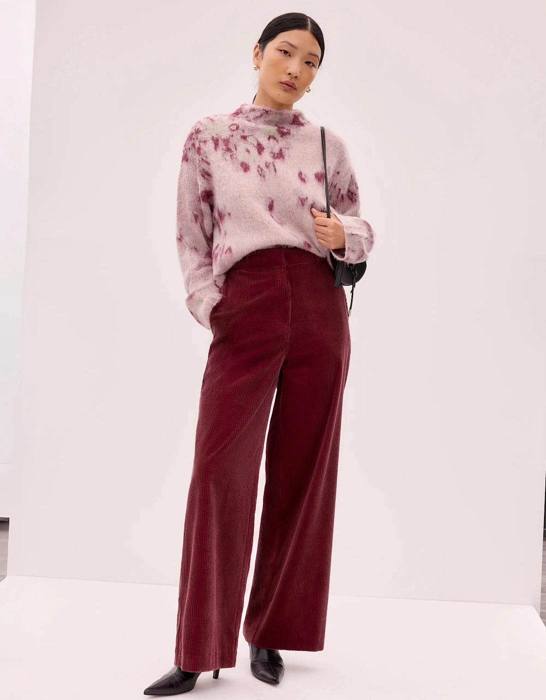 Abstract Floral Jacquard Knit Jumper with Wool and Alpaca