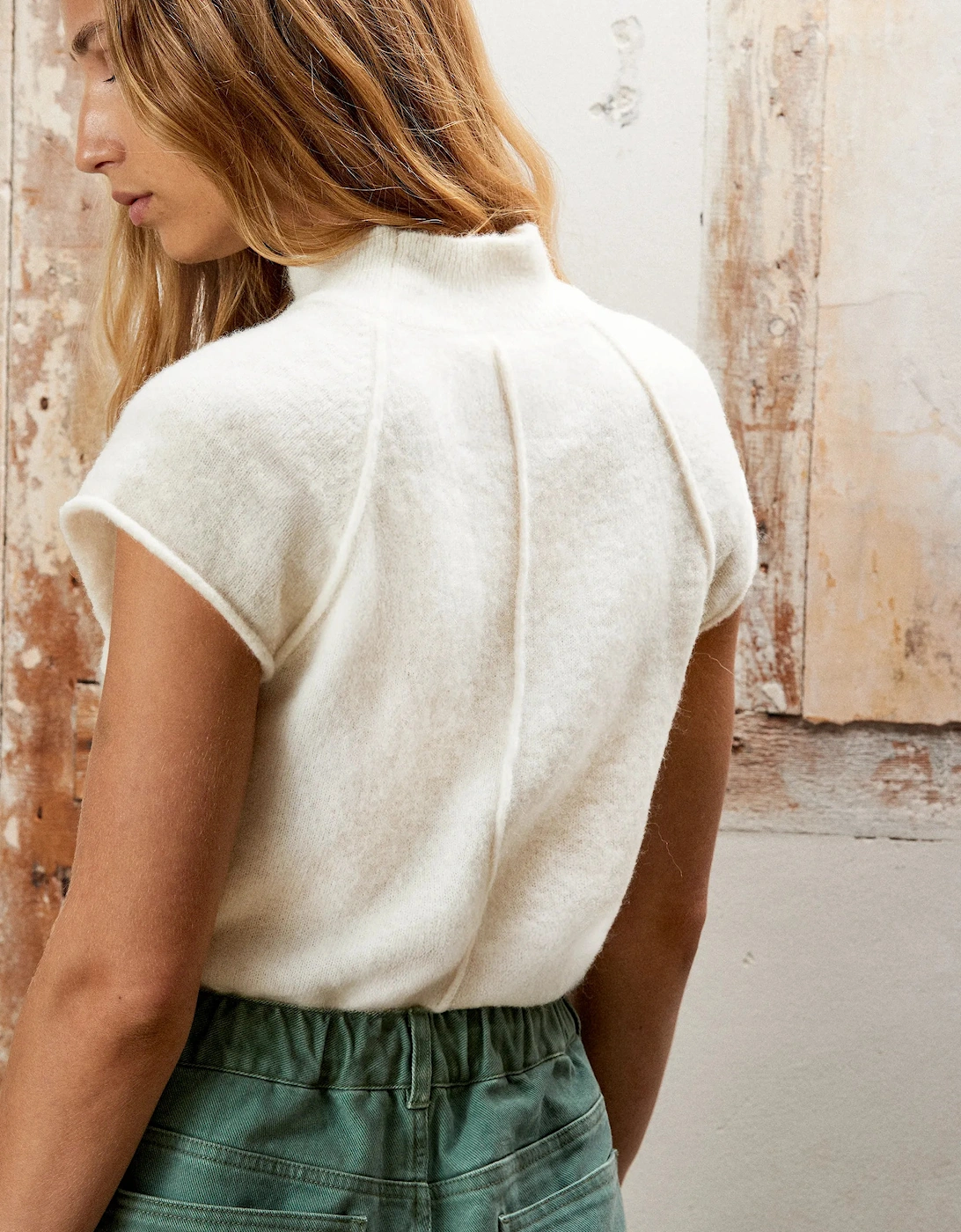 Turtleneck Knit Top with Wool and Alpaca