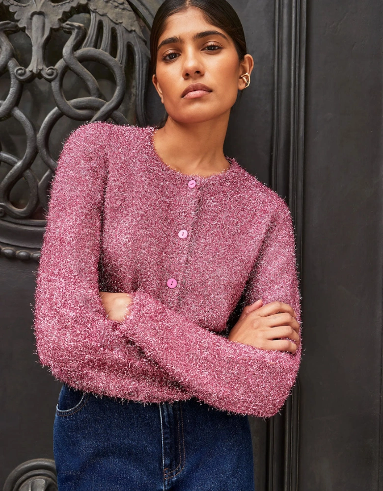 Pink Sparkle Knit Cardigan