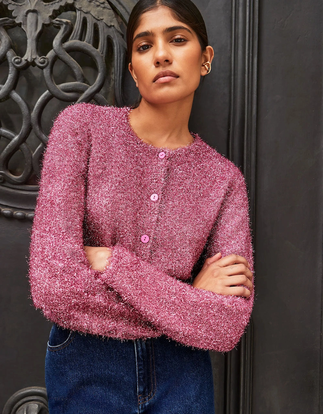 Pink Sparkle Knit Cardigan