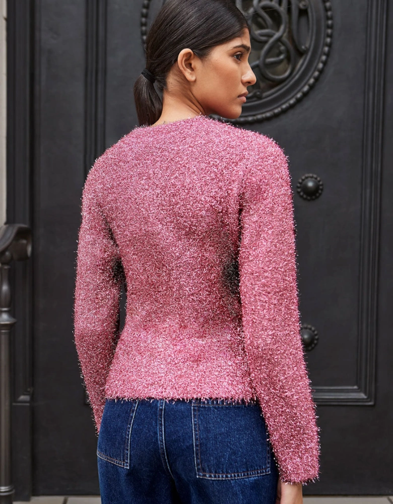 Pink Sparkle Knit Cardigan