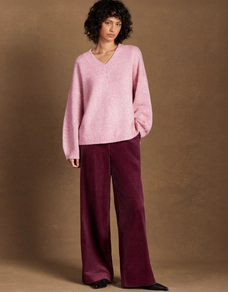 Pink Marl Knit Jumper With Wool