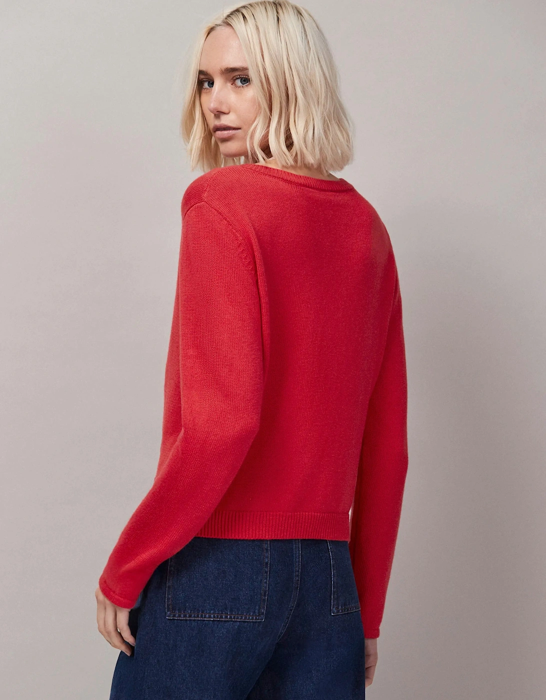 Red Bow Front Knit Cardigan With Cashmere