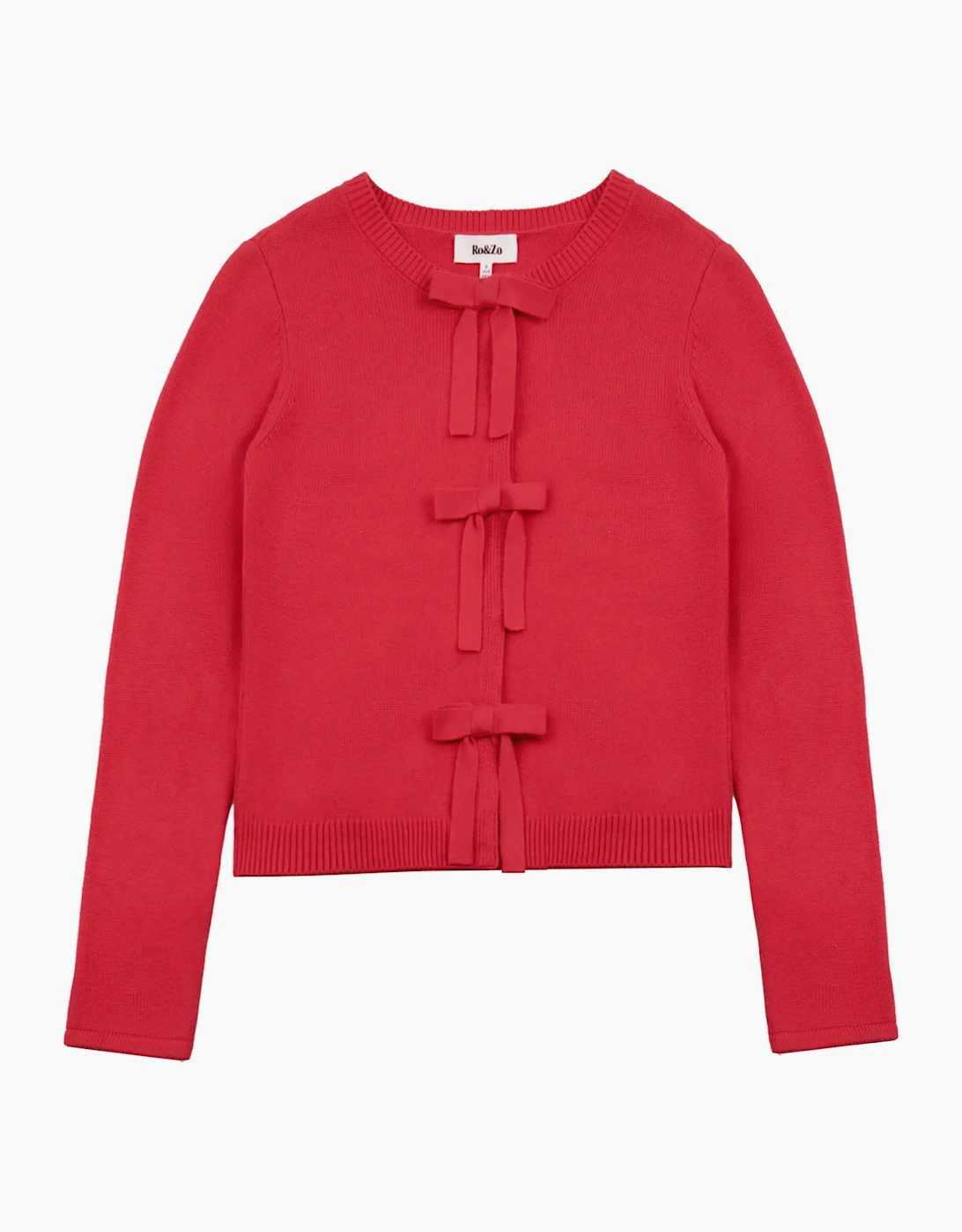 Red Bow Front Knit Cardigan With Cashmere