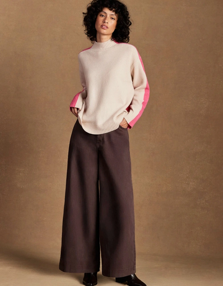 Pink Colour Block Wool Jumper