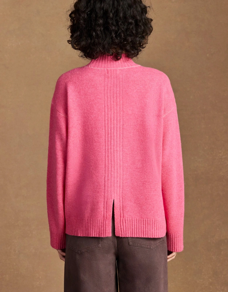 Pink Colour Block Wool Jumper