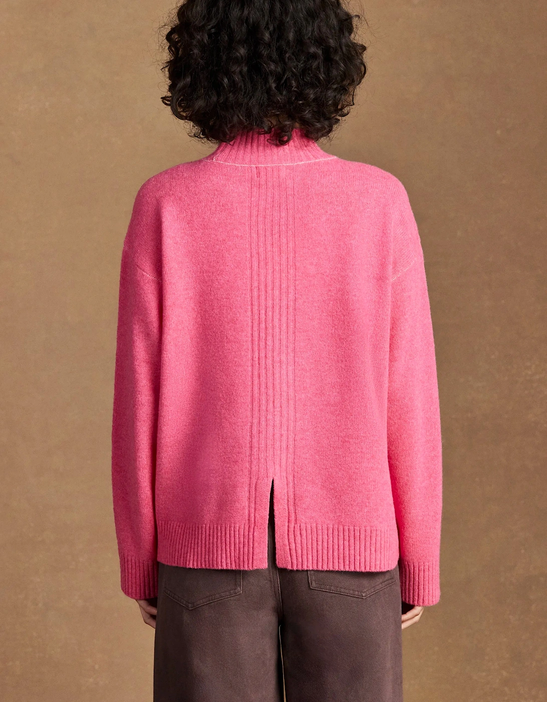 Pink Colour Block Wool Jumper