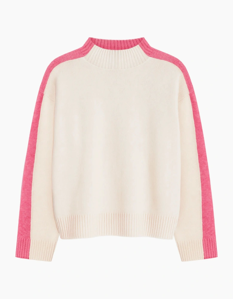 Pink Colour Block Wool Jumper