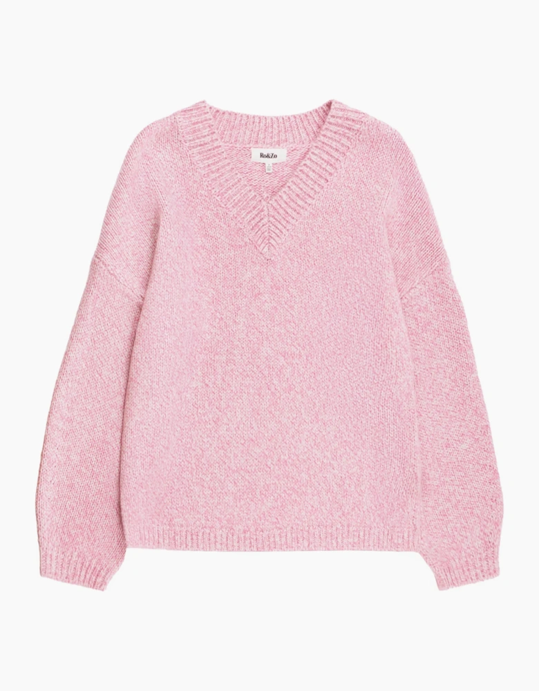 Pink Marl Knit Jumper With Wool