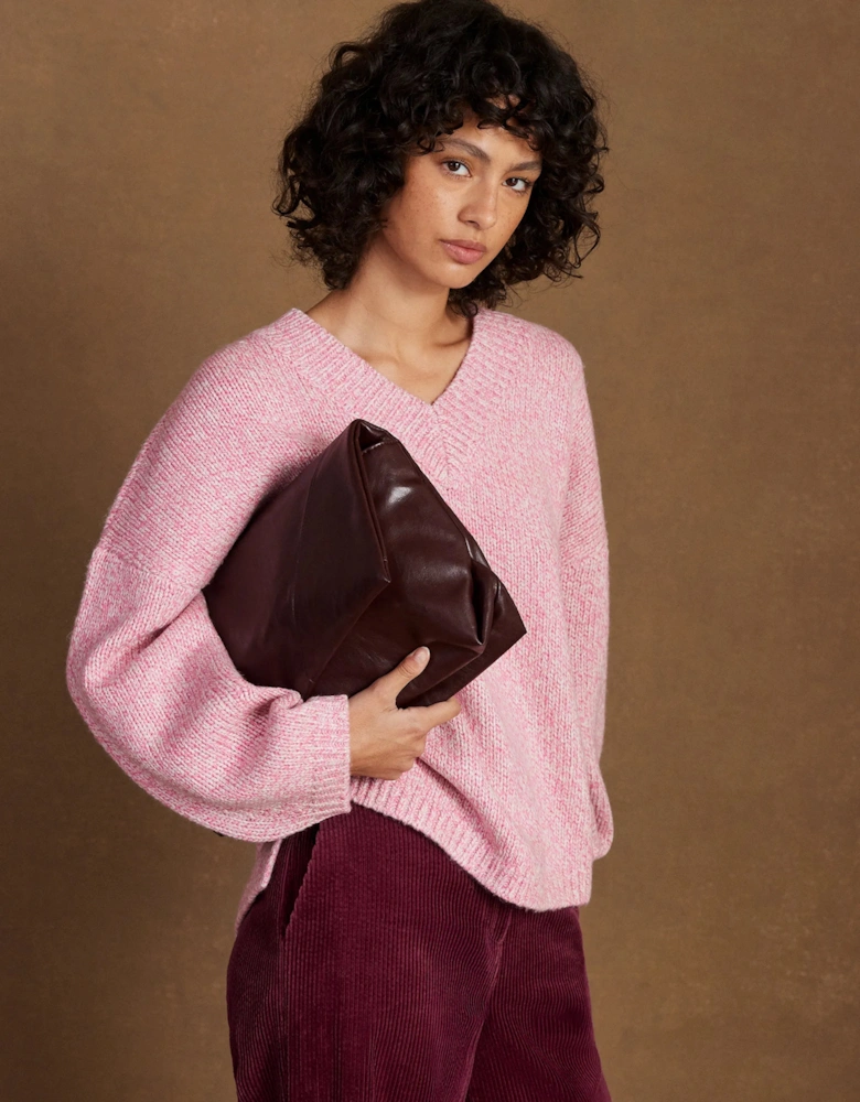 Pink Marl Knit Jumper With Wool