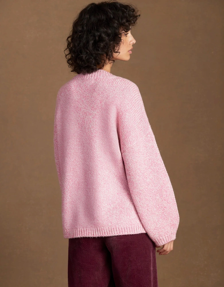 Pink Marl Knit Jumper With Wool