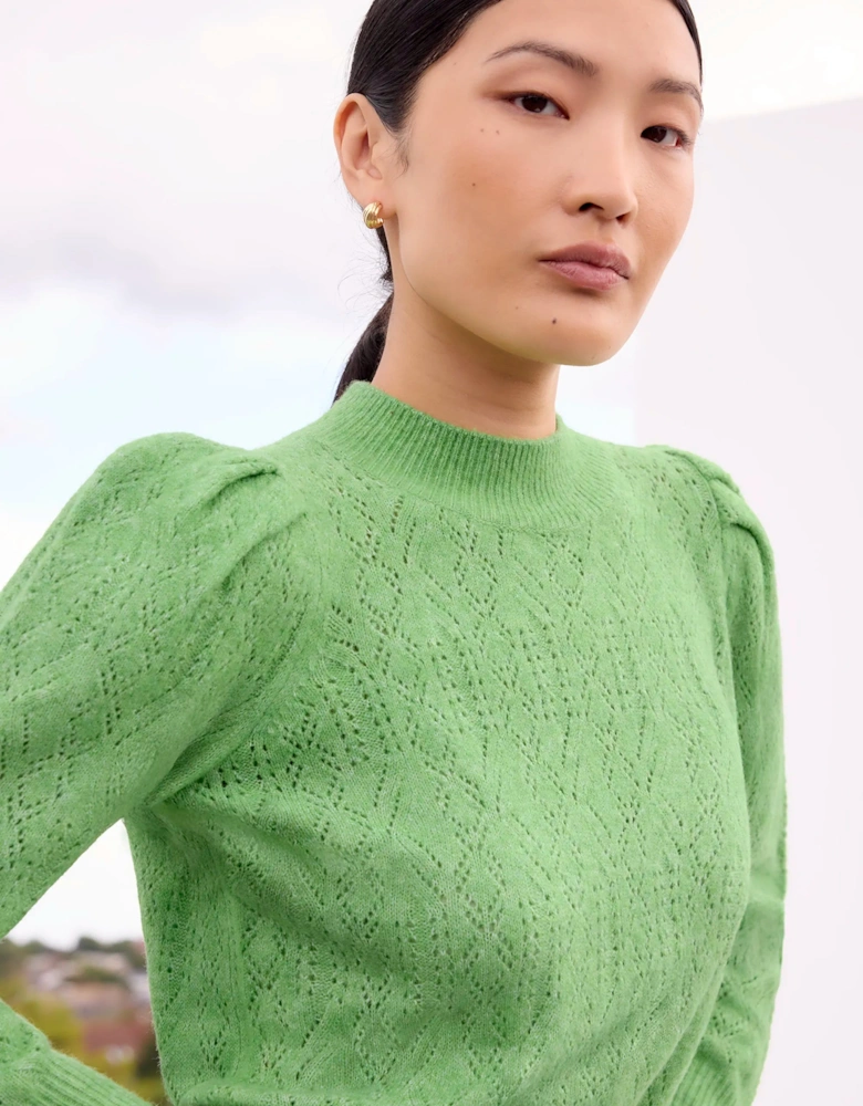 Green Pointelle Knit Jumper