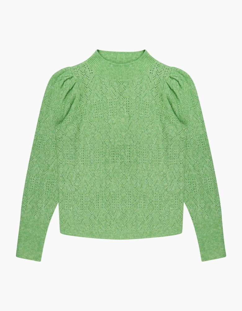 Green Pointelle Knit Jumper
