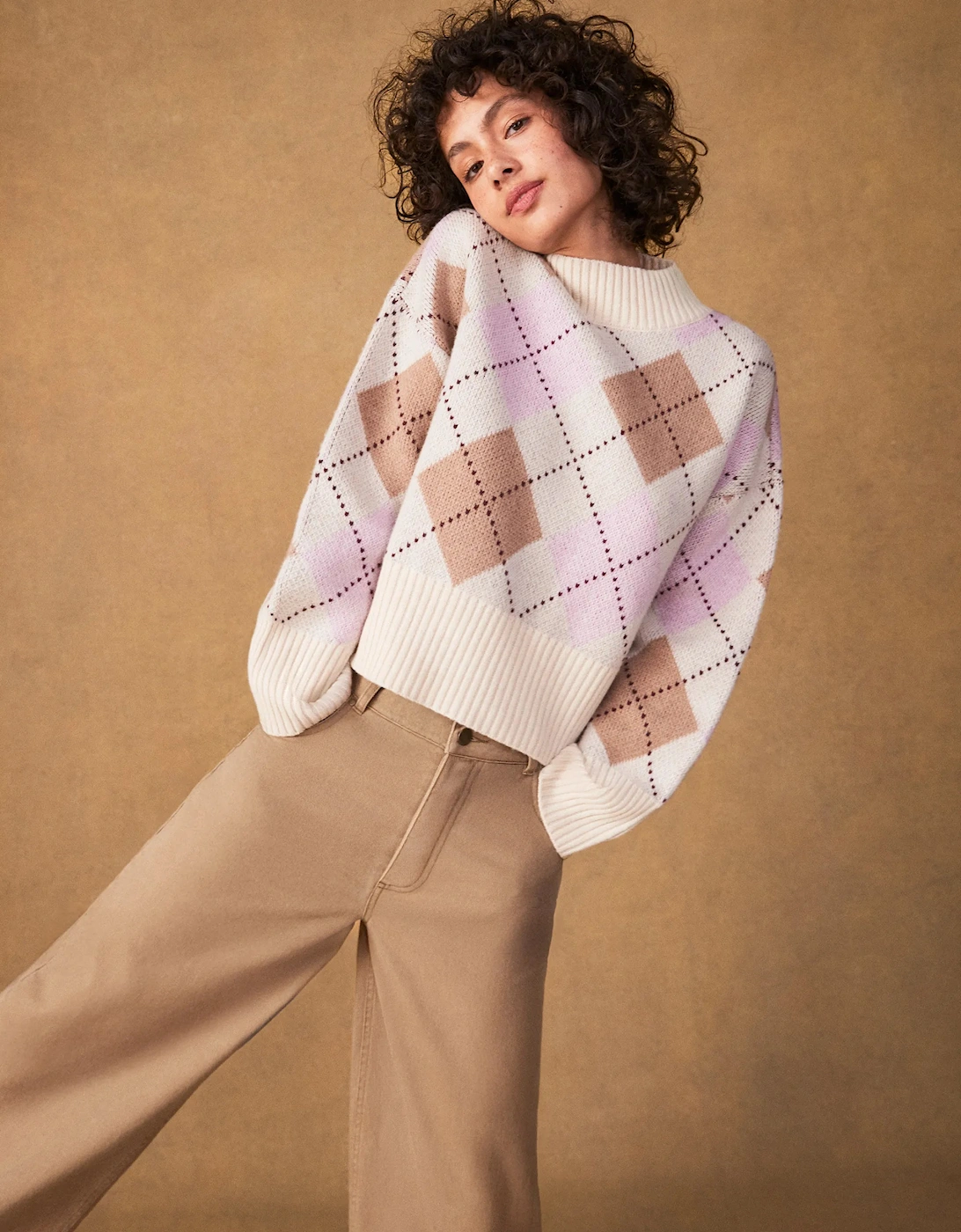 Pink Multi Argyle Wool Jumper