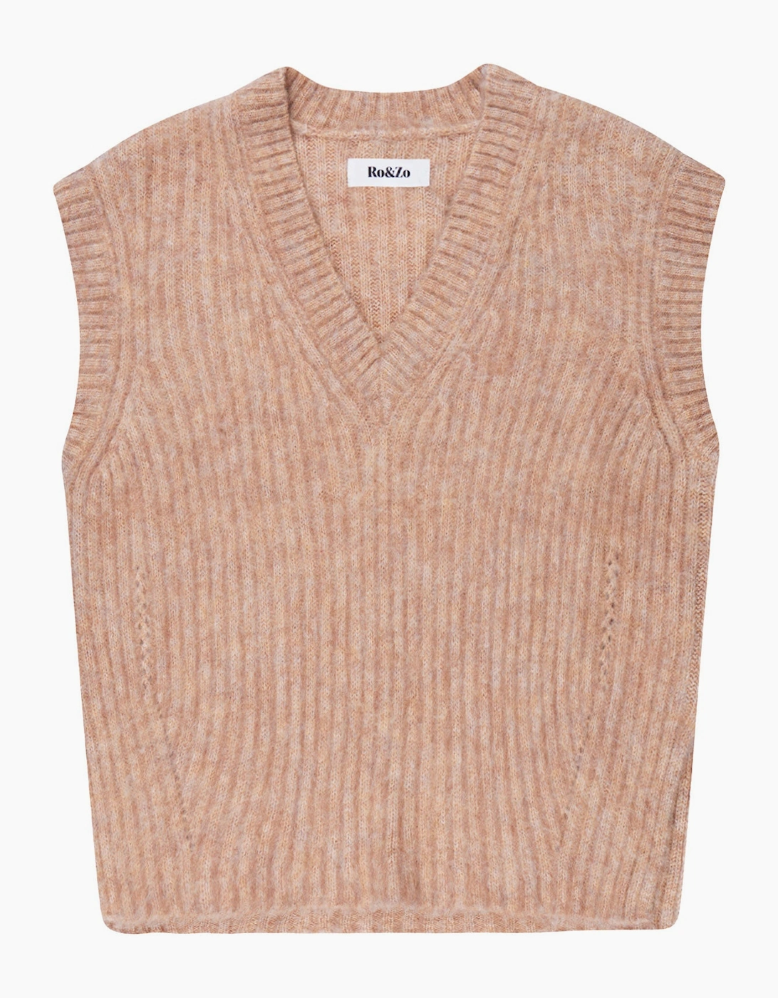 Caramel V-Neck Knit Vest with Wool and Alpaca