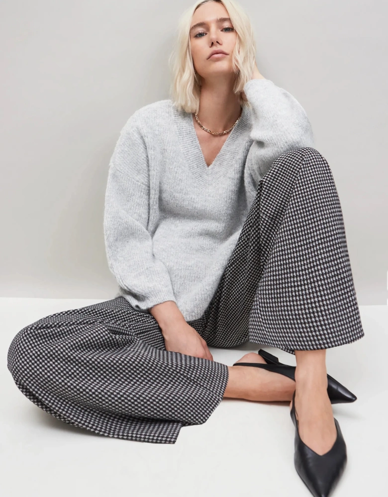 Grey Fluffy Knit Jumper With Alpaca