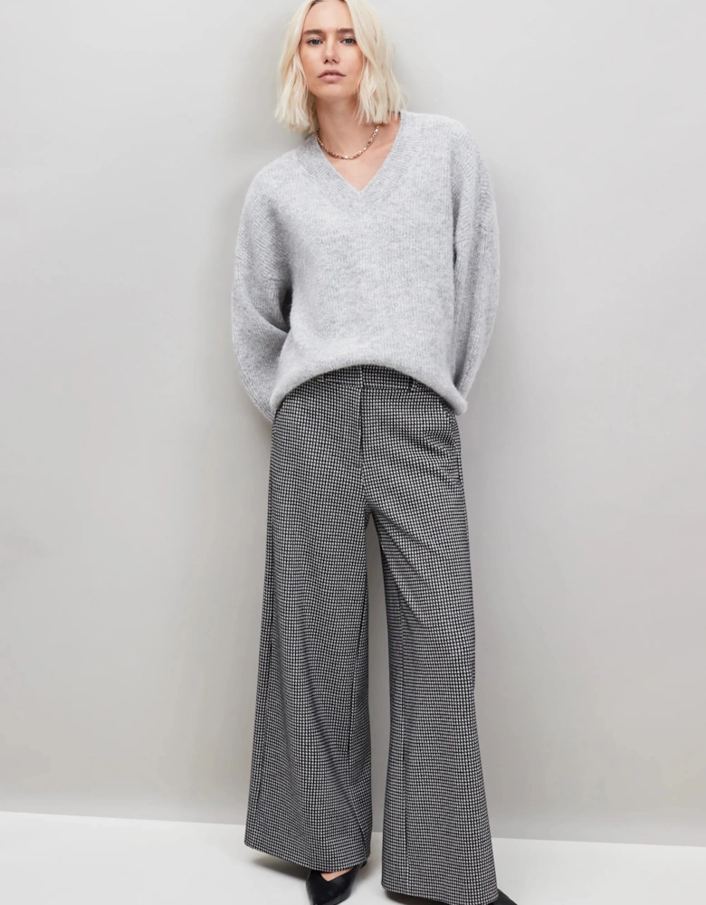 Grey Fluffy Knit Jumper With Alpaca