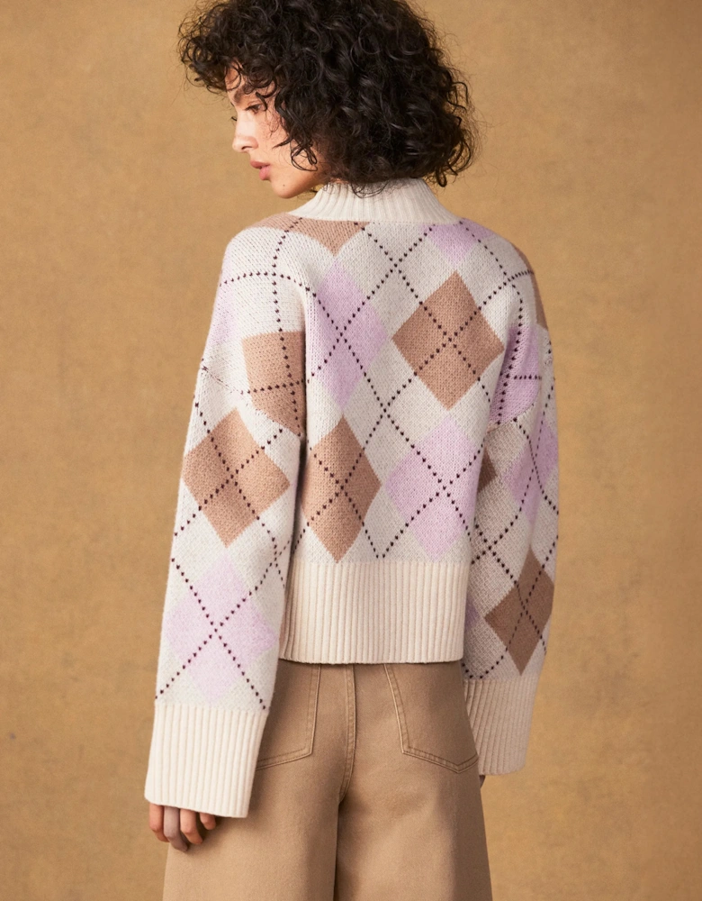 Pink Multi Argyle Wool Jumper