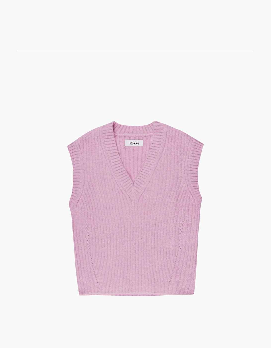 Lilac V-Neck Knit Vest with Wool and Alpaca
