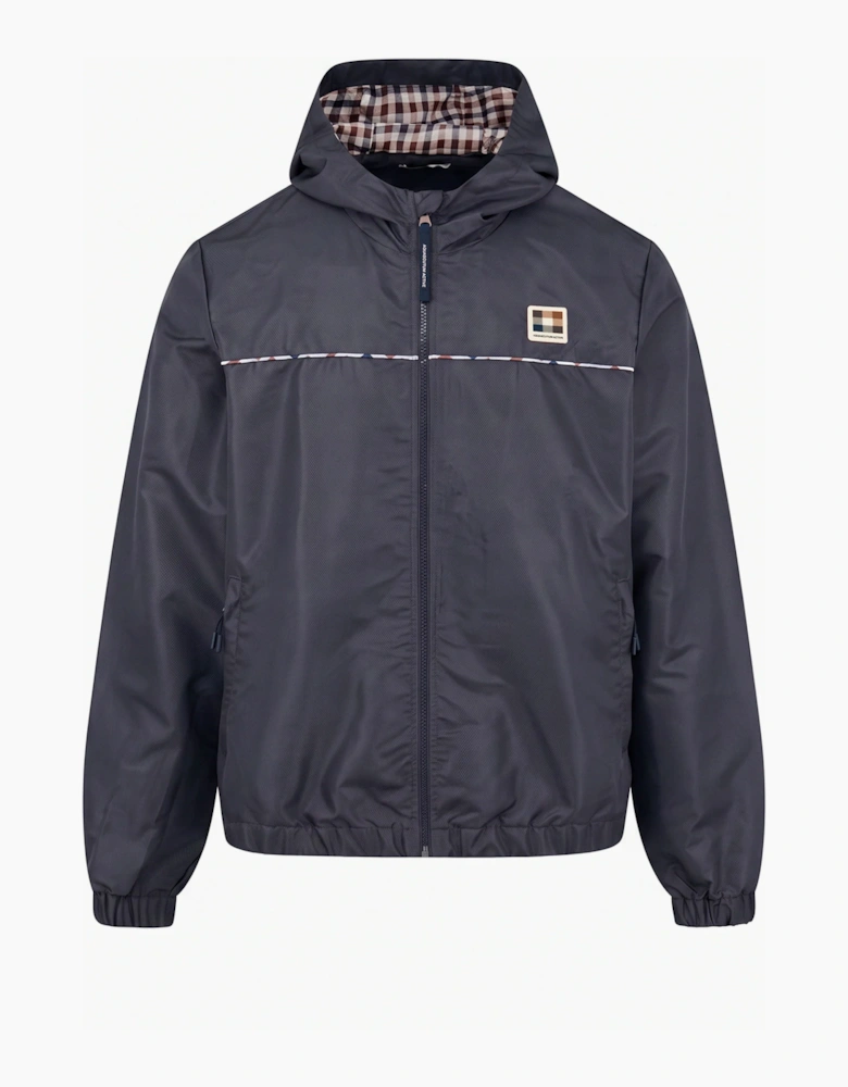 AQUASCUTUM DIAMOND WAVE BADGE TRACKTOP NAVY