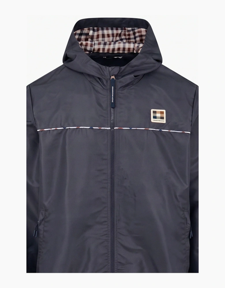 AQUASCUTUM DIAMOND WAVE BADGE TRACKTOP NAVY
