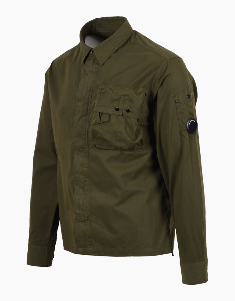 CP COMPANY LONG SLEEVED GABARDINE SHIRT IVY GREEN