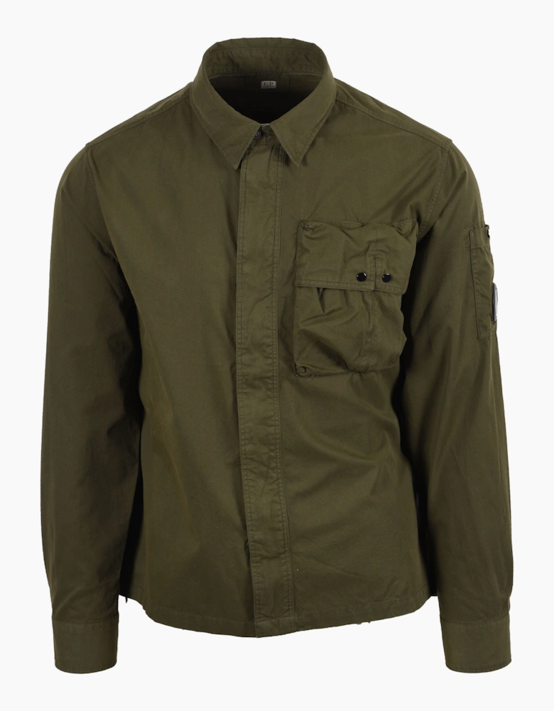 CP COMPANY LONG SLEEVED GABARDINE SHIRT IVY GREEN