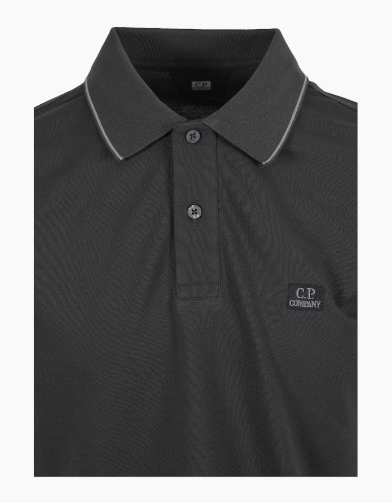 CP COMPANY TIPPED POLO SHIRT RAVEN