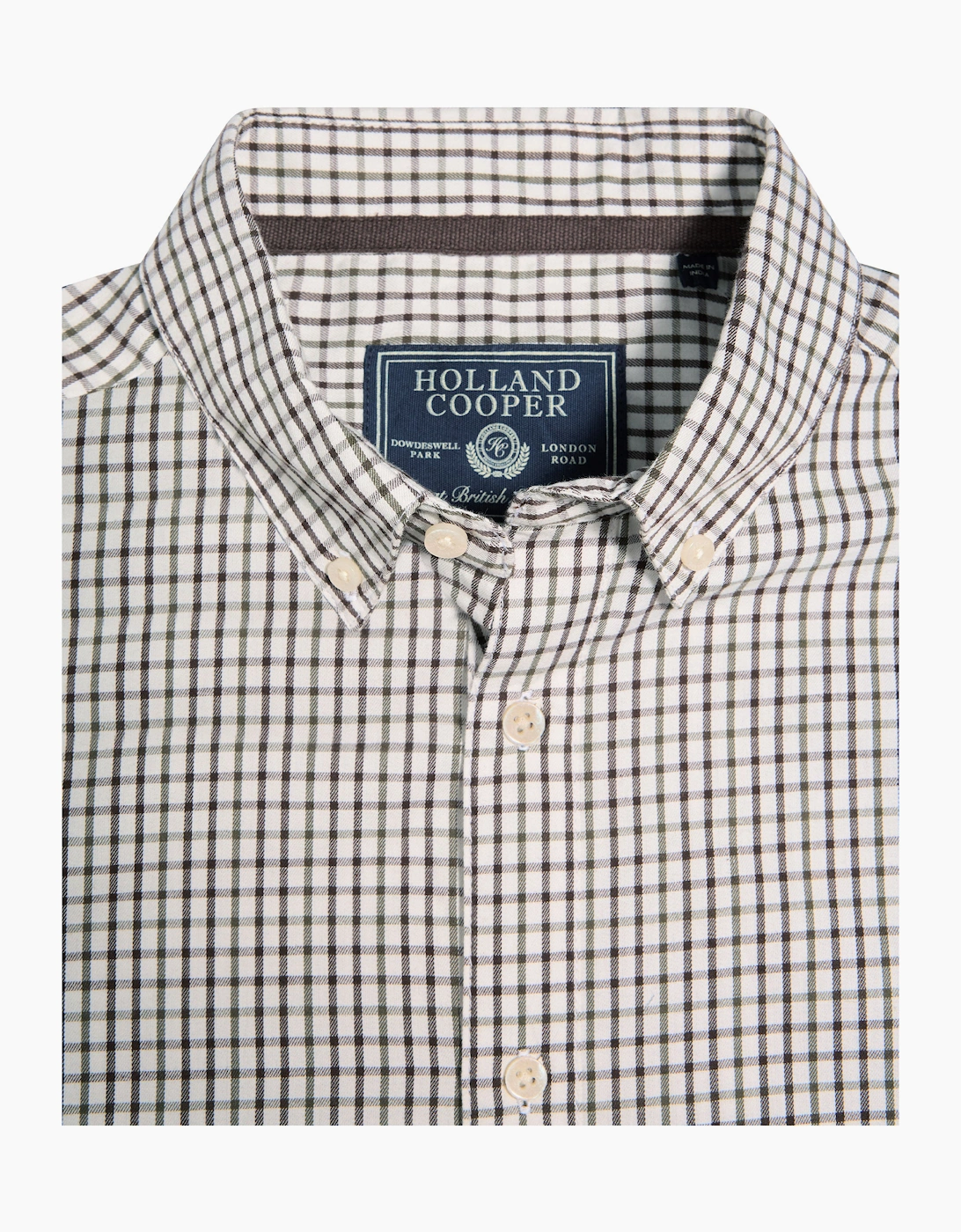 HOLLAND COOPER CLASSIC WOVEN BUTTON DOWN SHIRT CHECK GREEN