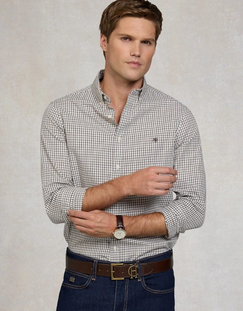 HOLLAND COOPER CLASSIC WOVEN BUTTON DOWN SHIRT CHECK GREEN