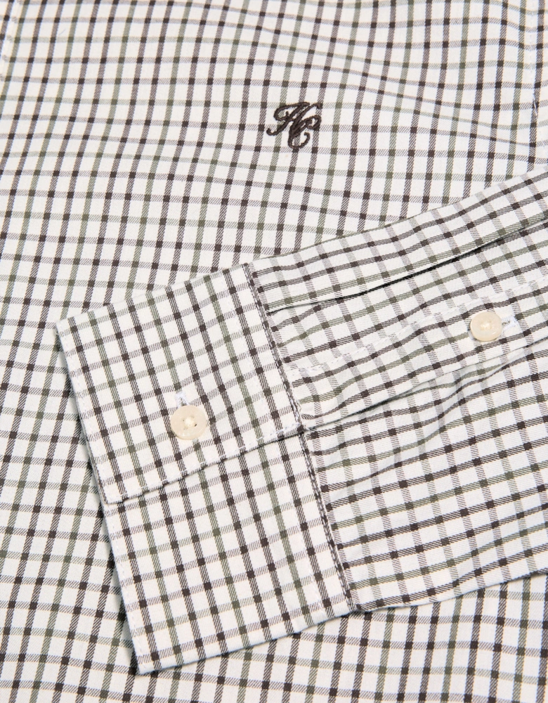 HOLLAND COOPER CLASSIC WOVEN BUTTON DOWN SHIRT CHECK GREEN