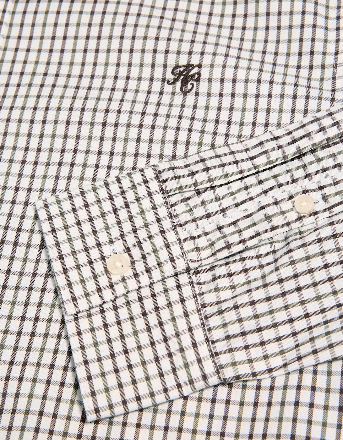 HOLLAND COOPER CLASSIC WOVEN BUTTON DOWN SHIRT CHECK GREEN