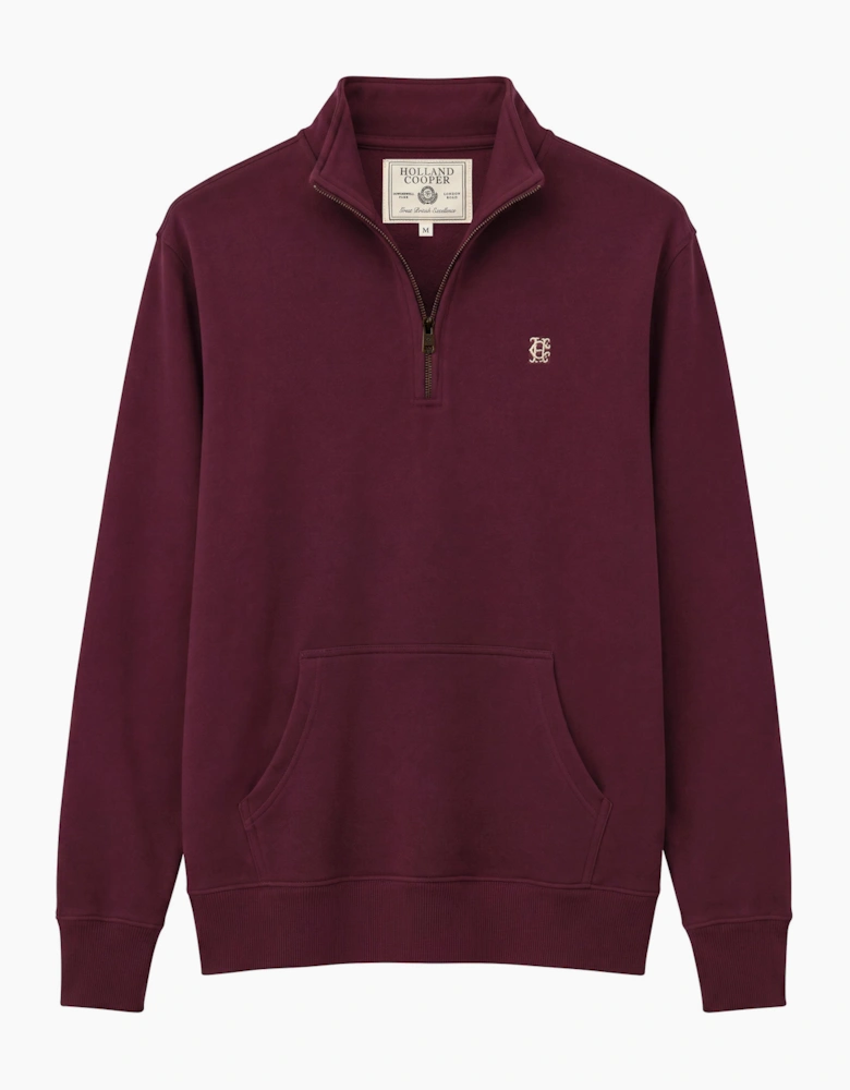 HOLLAND COOPER QUARTER ZIP SWEATSHIRT MULBERRY