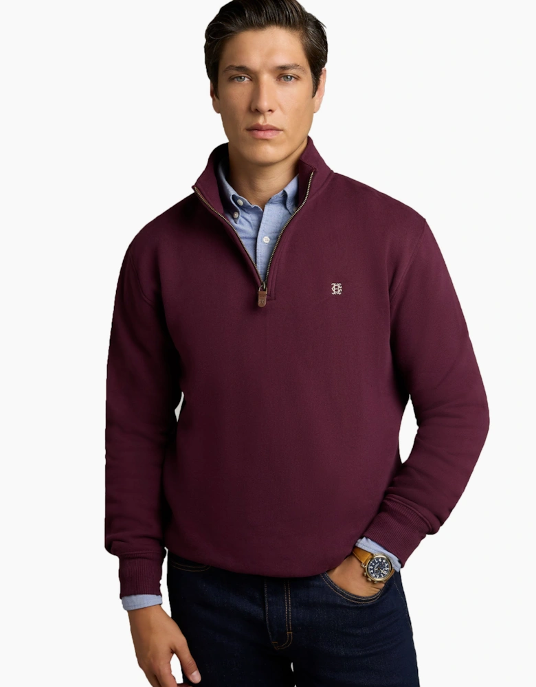 HOLLAND COOPER QUARTER ZIP SWEATSHIRT MULBERRY