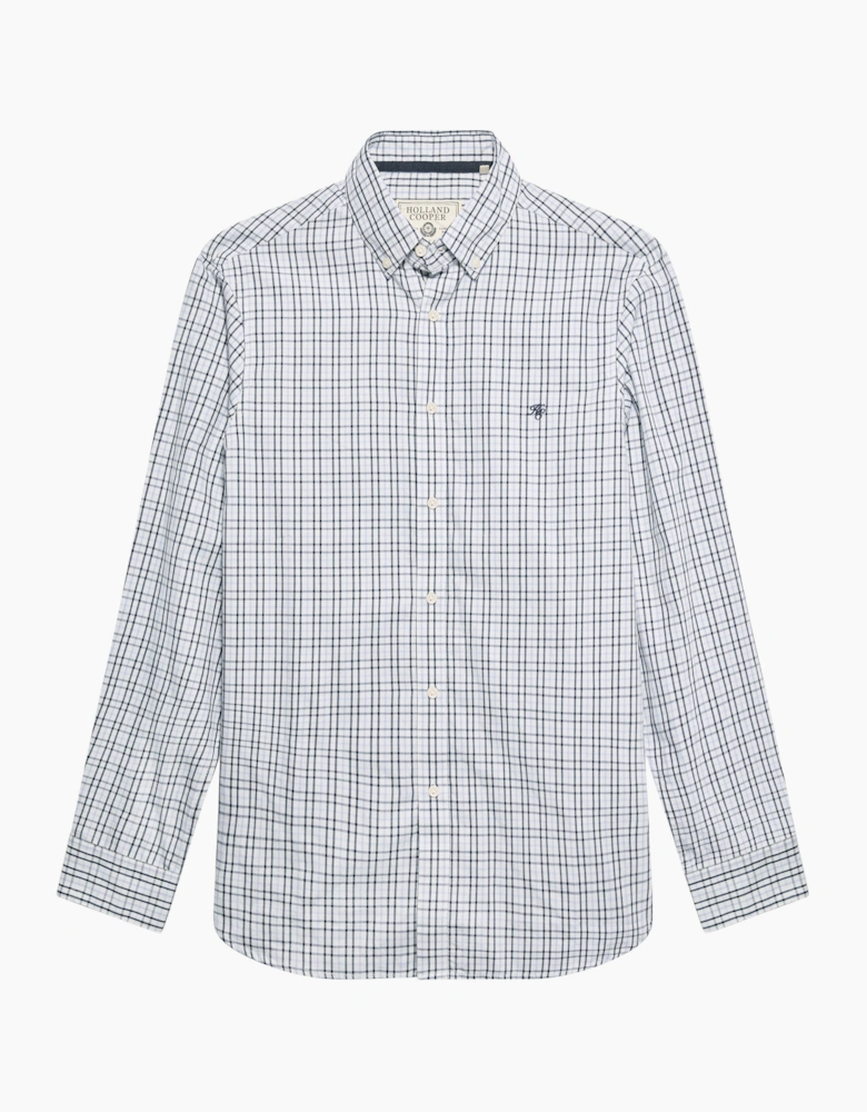 HOLLAND COOPER CLASSIC WOVEN BUTTON DOWN SHIRT CHECK BLUE
