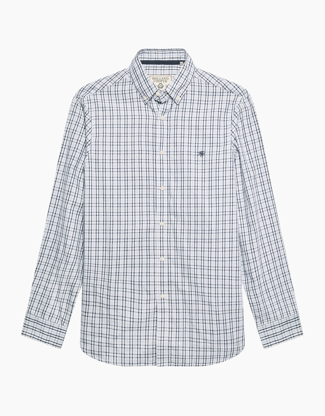 HOLLAND COOPER CLASSIC WOVEN BUTTON DOWN SHIRT CHECK BLUE