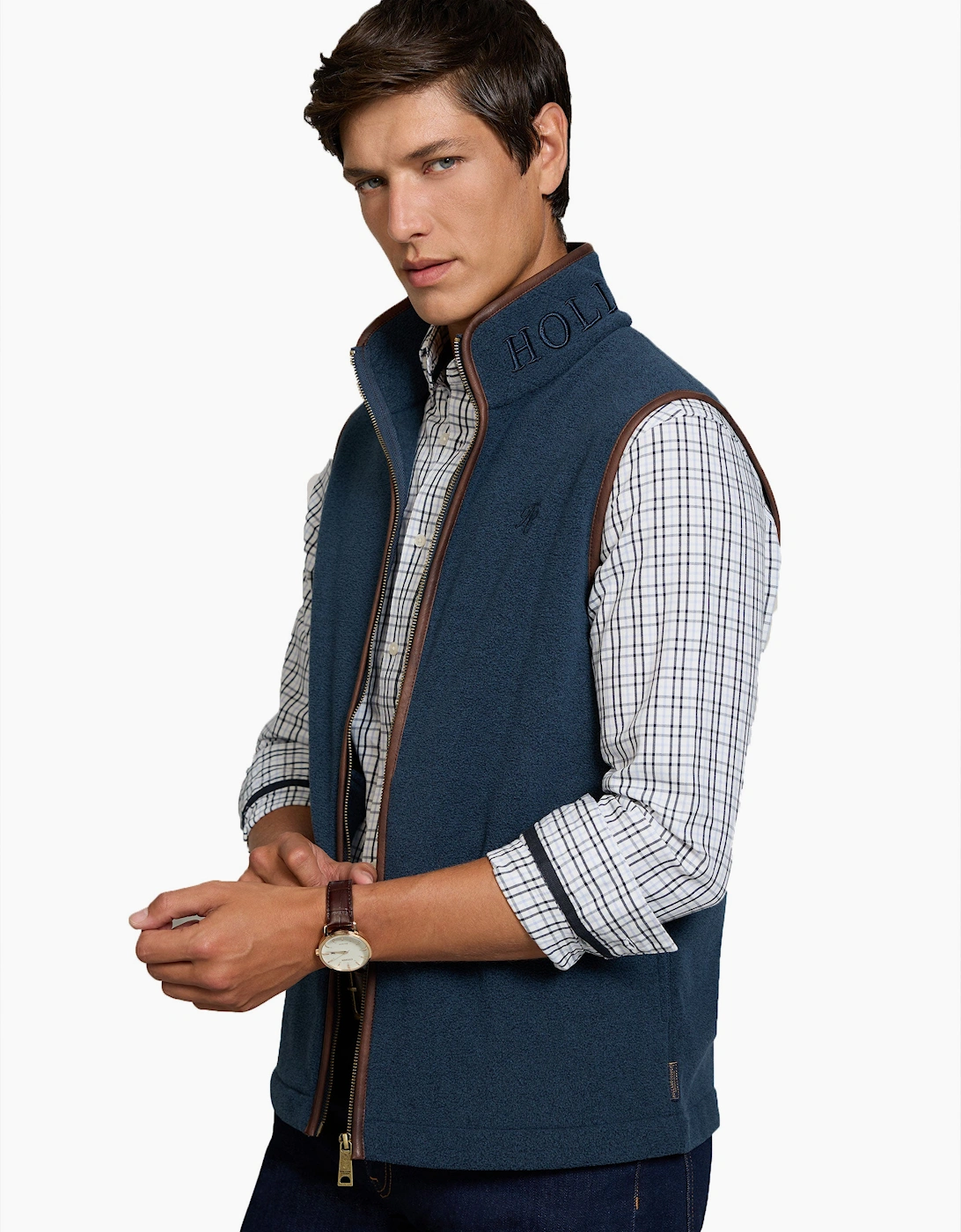 HOLLAND COOPER CLASSIC WOVEN BUTTON DOWN SHIRT CHECK BLUE