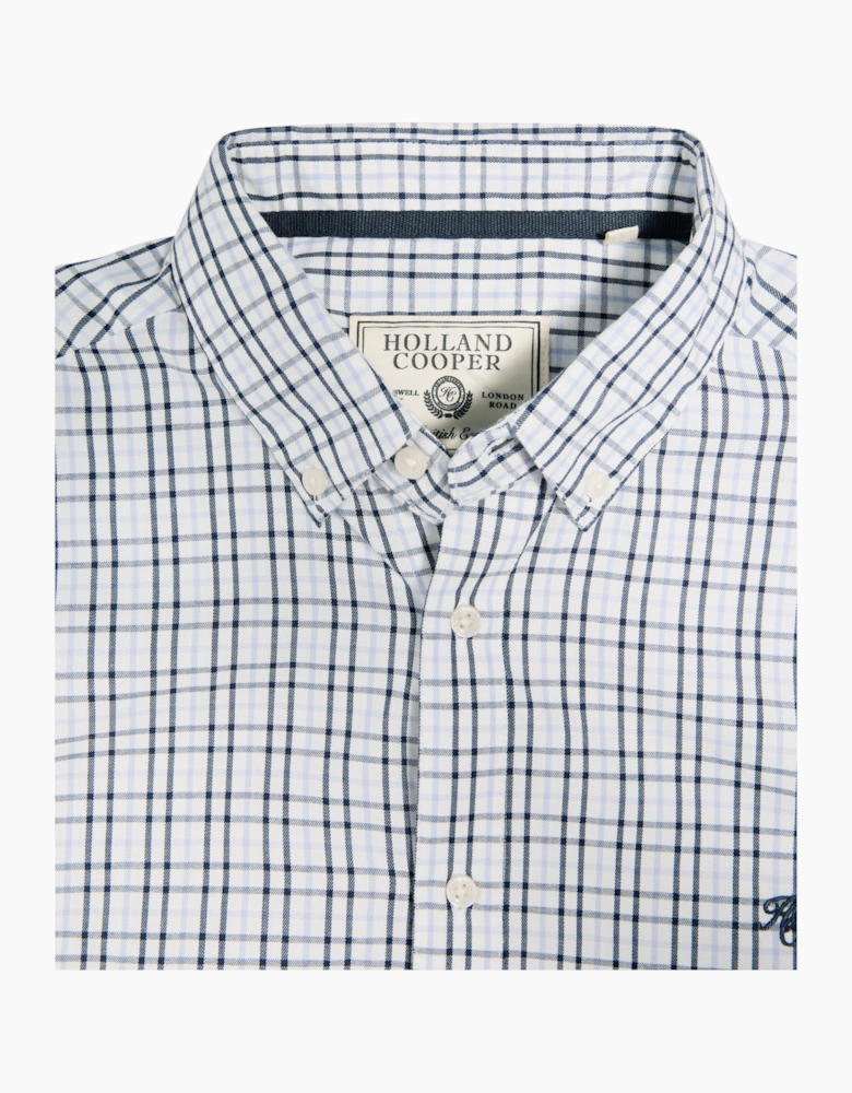 HOLLAND COOPER CLASSIC WOVEN BUTTON DOWN SHIRT CHECK BLUE