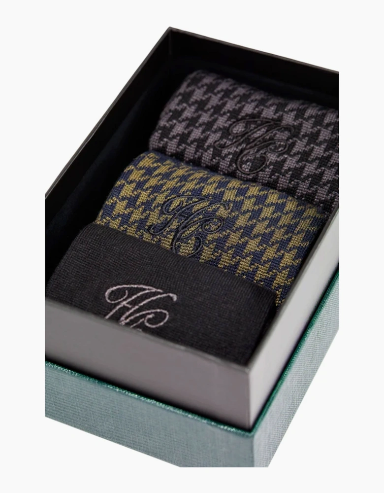 HOLLAND HOUNDSTOOTH SOCK GIFT BOX CHARCOAL