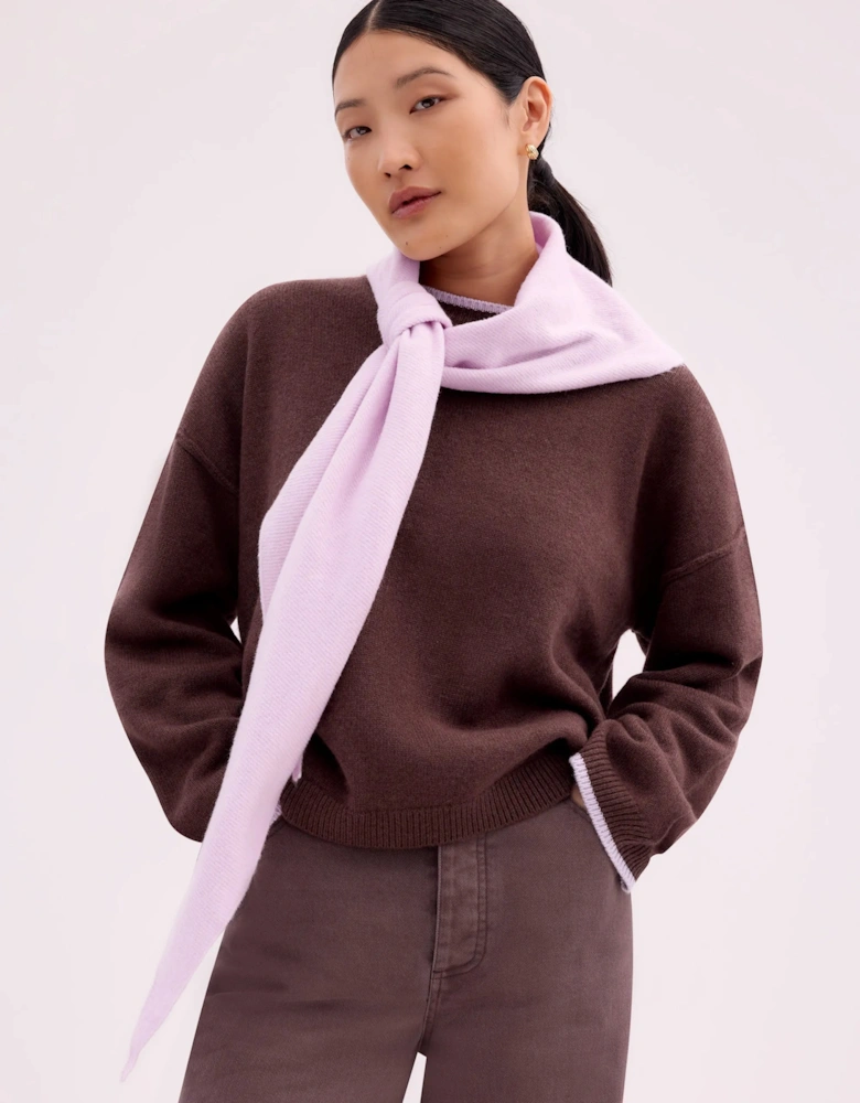 Brown Tipped Detail Knit Jumper With Cashmere