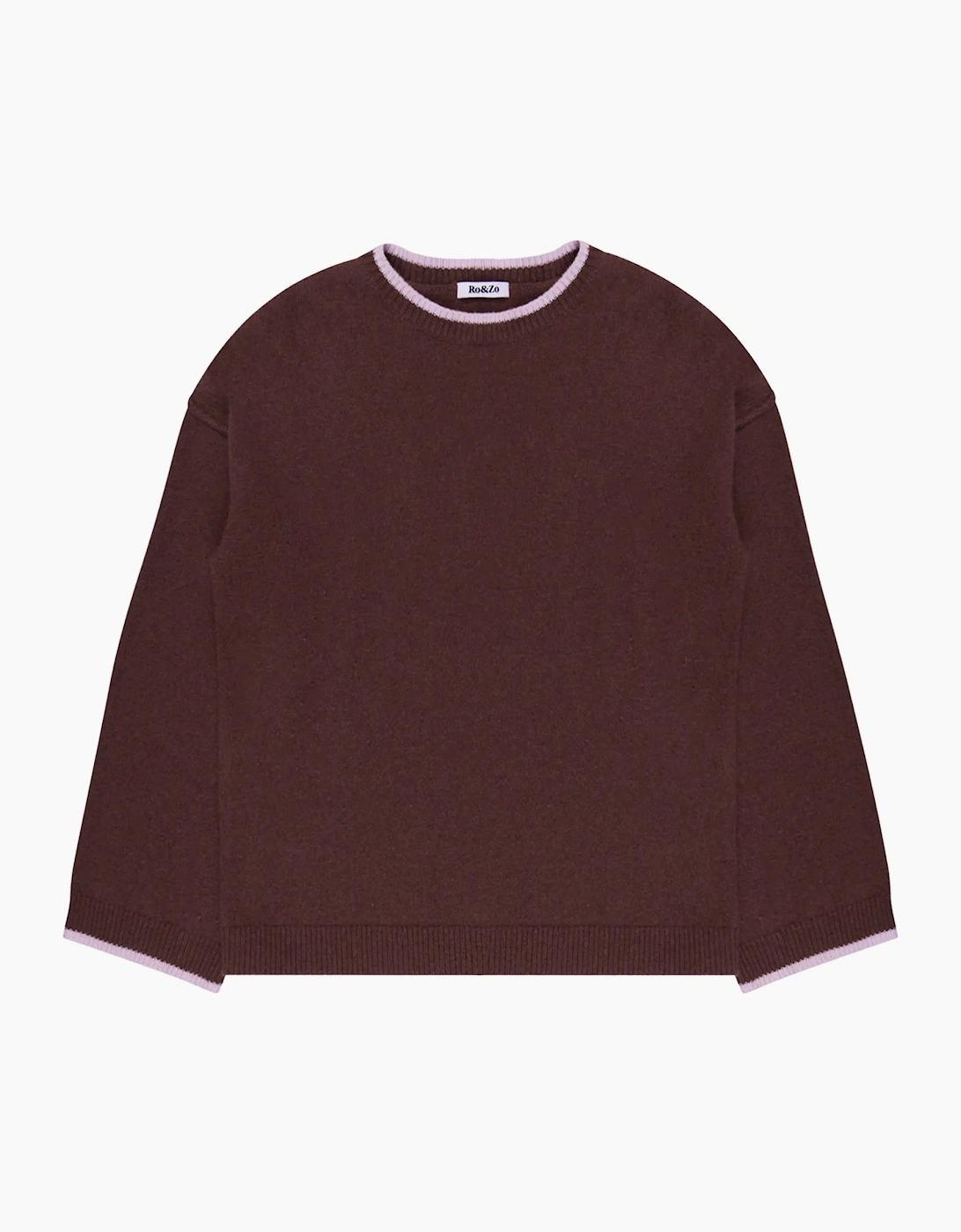 Brown Tipped Detail Knit Jumper With Cashmere