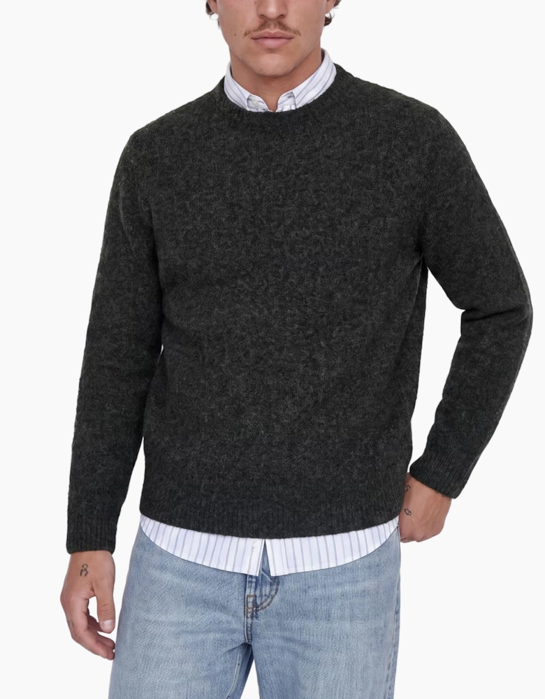 Jack & Jones JPRBlasimon souffle knit crew jumper MEDIUM GREY MELANGE