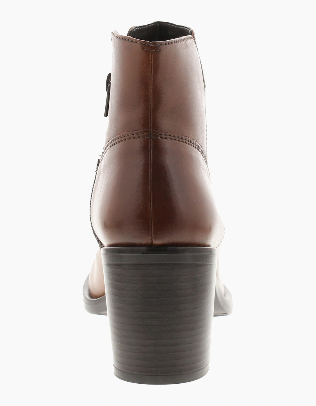 Clarks Womens Ankle Boots Valvestino Lo Dark Tan Leather Zip Fastening UK Size