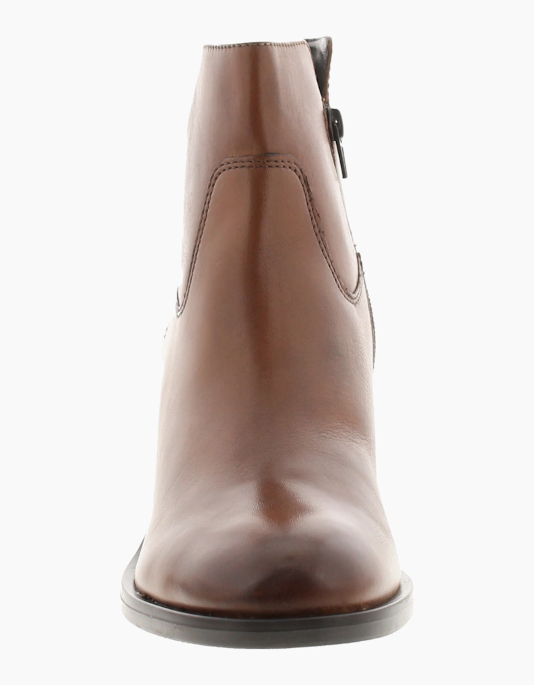 Clarks Womens Ankle Boots Valvestino Lo Dark Tan Leather Zip Fastening UK Size