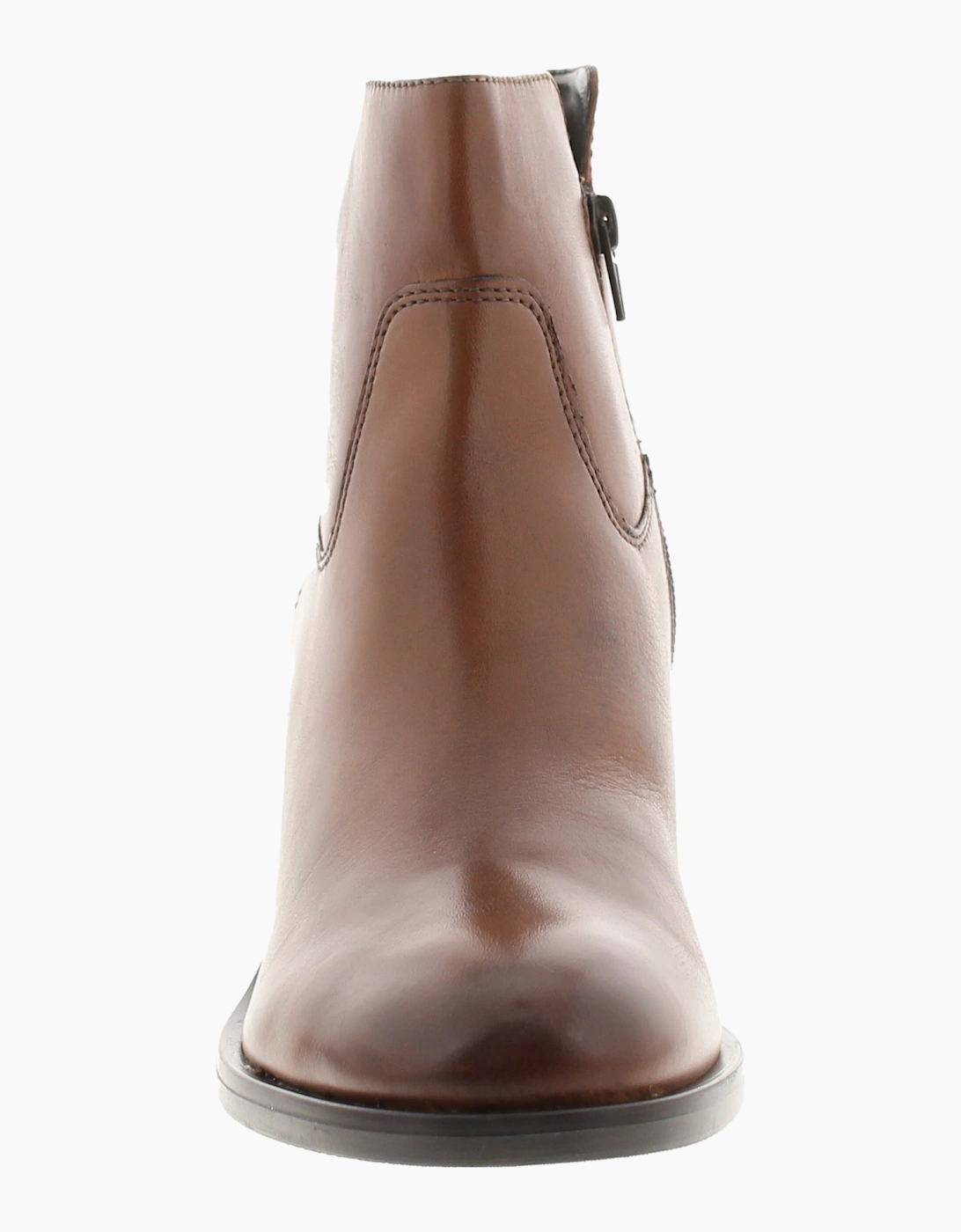 Clarks Womens Ankle Boots Valvestino Lo Dark Tan Leather Zip Fastening UK Size