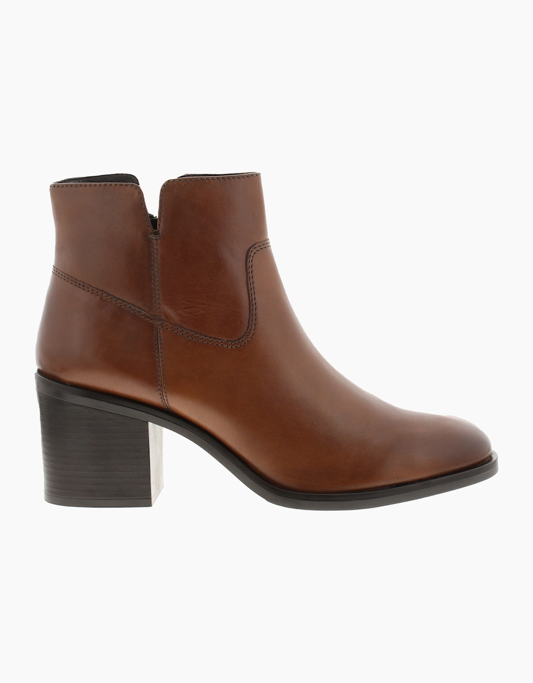 Clarks Womens Ankle Boots Valvestino Lo Dark Tan Leather Zip Fastening UK Size
