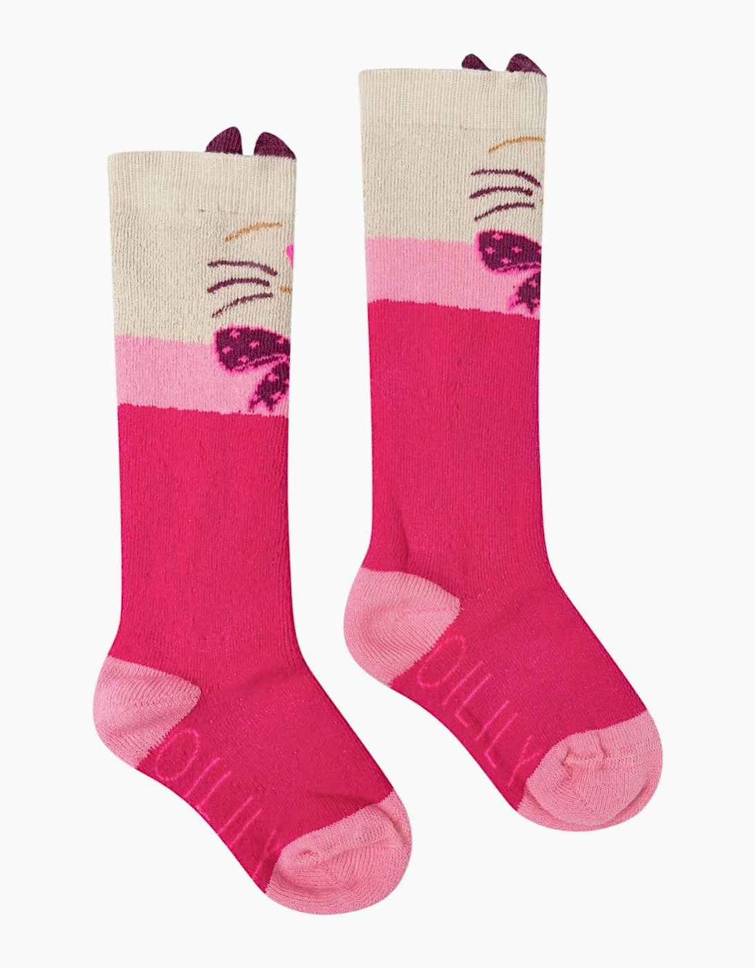 Girls Fuchsia Pink Cat Socks