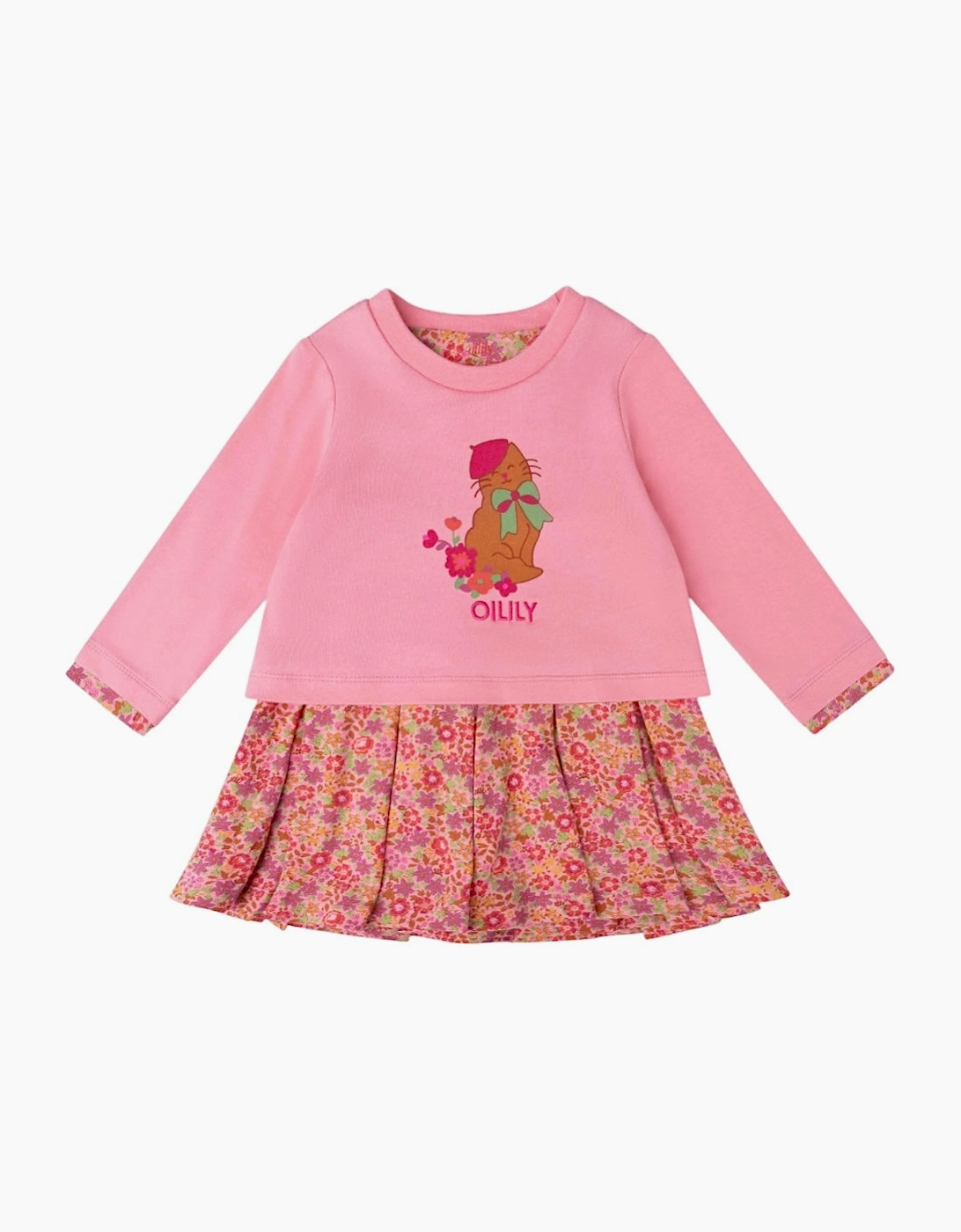 Girls Pink Floral Jersey Dress